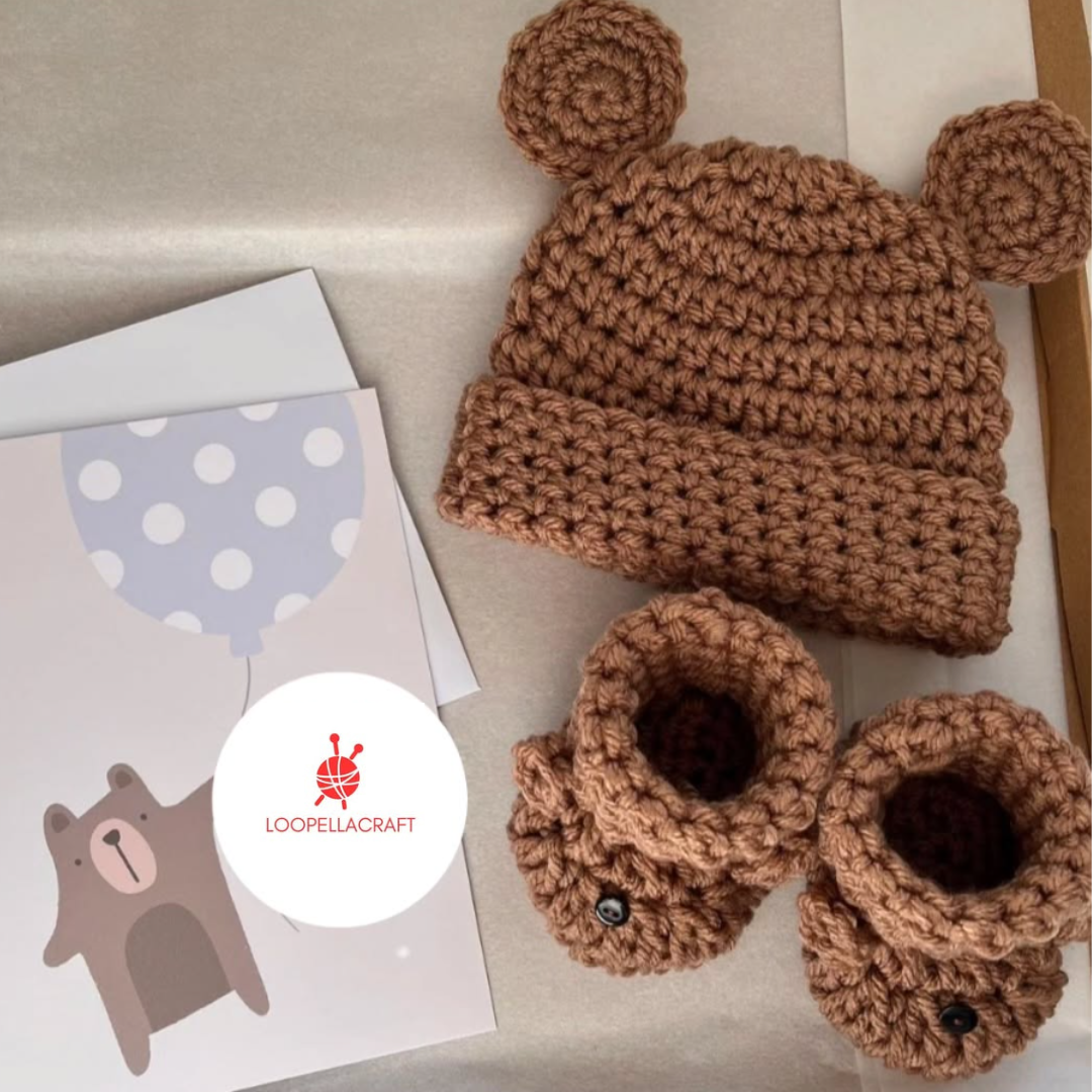 π§Έ Bear Baby Set Crochet Pattern β Hat & Booties for Newborn to 12M πΌ