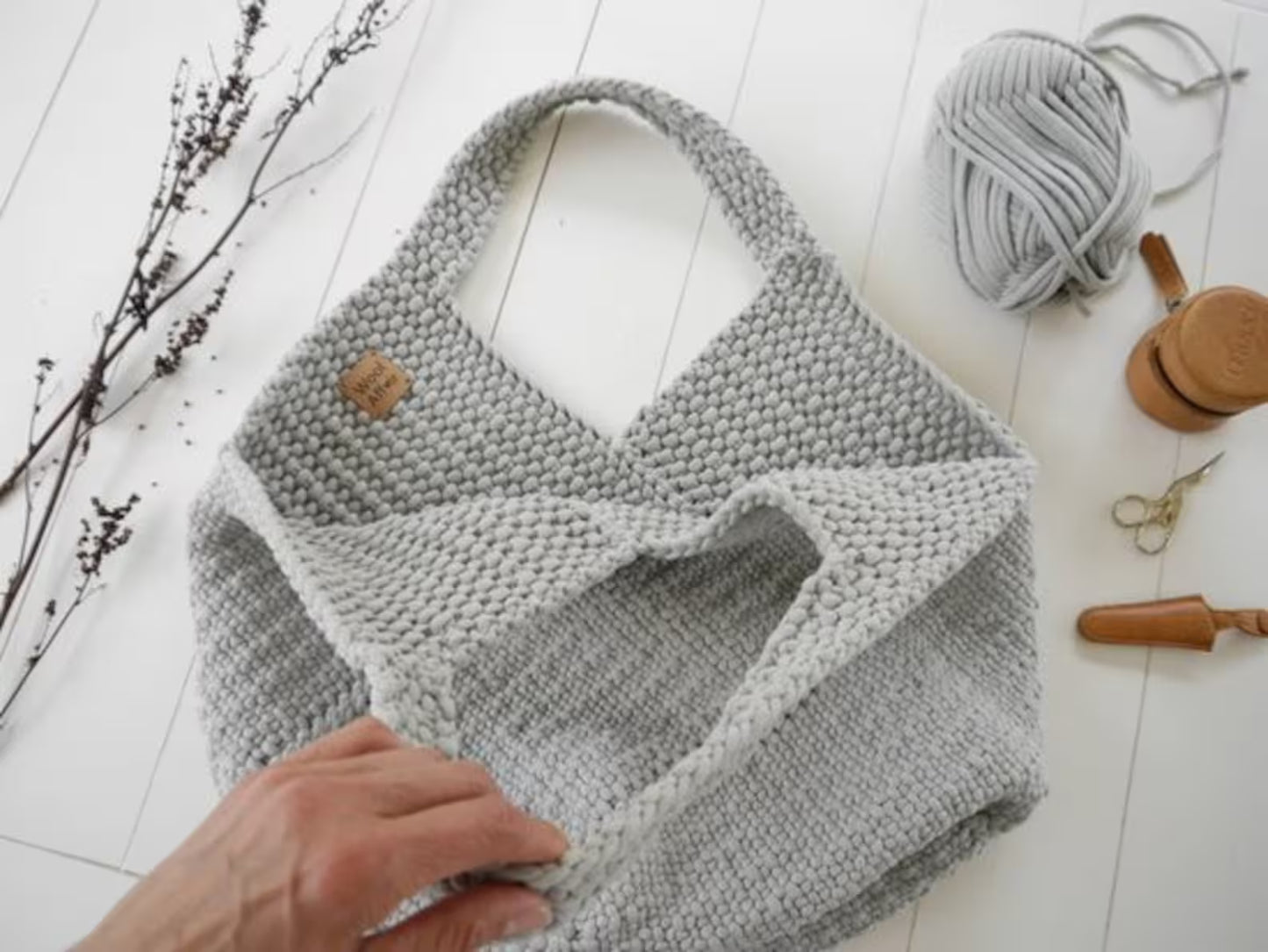 ✨ Knit Tote Bag Pattern – Oversized Style (PDF) 🧶👜
