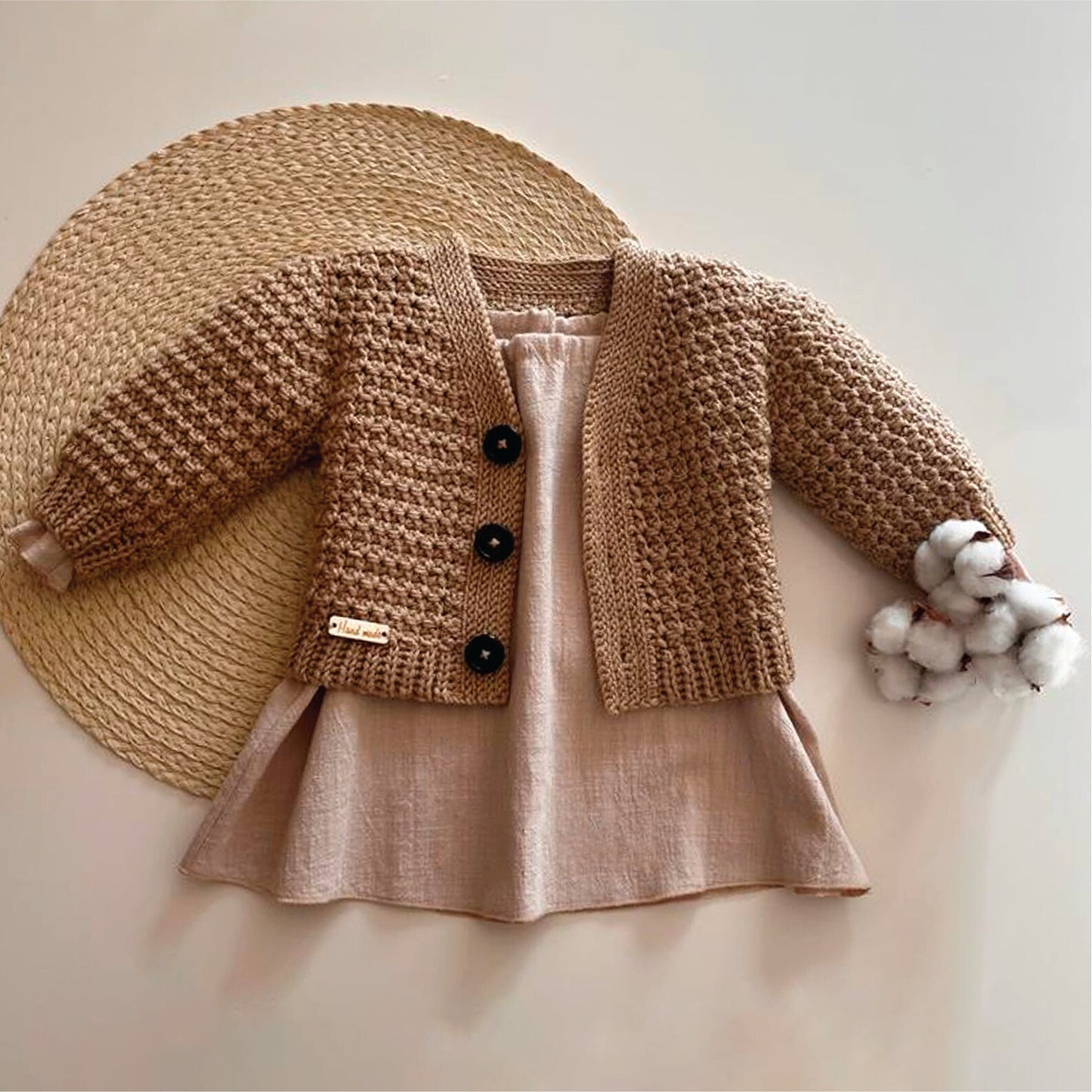 🧸 Explorer Baby Cardigan – Cozy Textured Crochet Pattern (Newborn–8Y)
