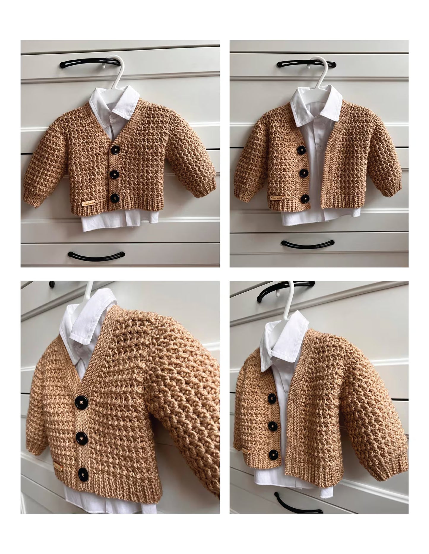 🧸 Explorer Baby Cardigan – Cozy Textured Crochet Pattern (Newborn–8Y)