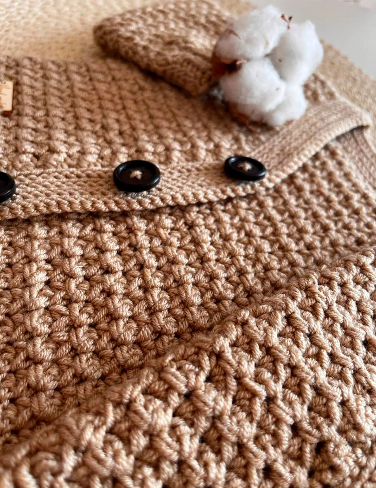 🧸 Explorer Baby Cardigan – Cozy Textured Crochet Pattern (Newborn–8Y)