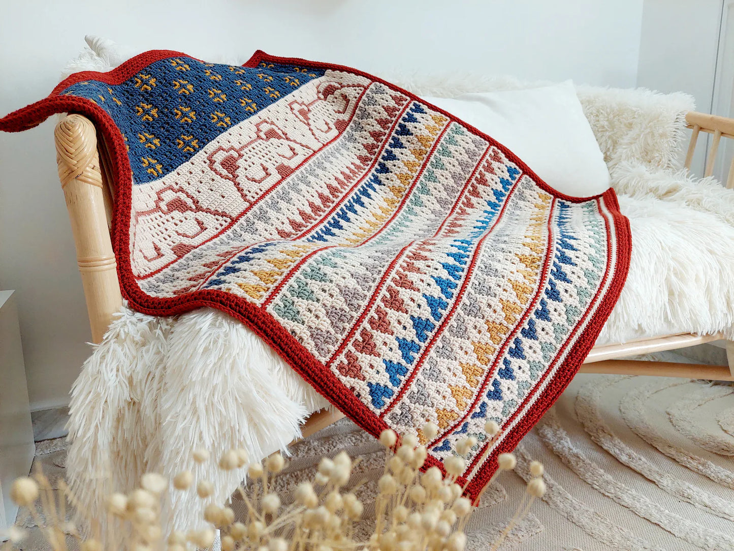 🧸✨ Sleep Tight Little Bear – Mosaic Baby Blanket Pattern