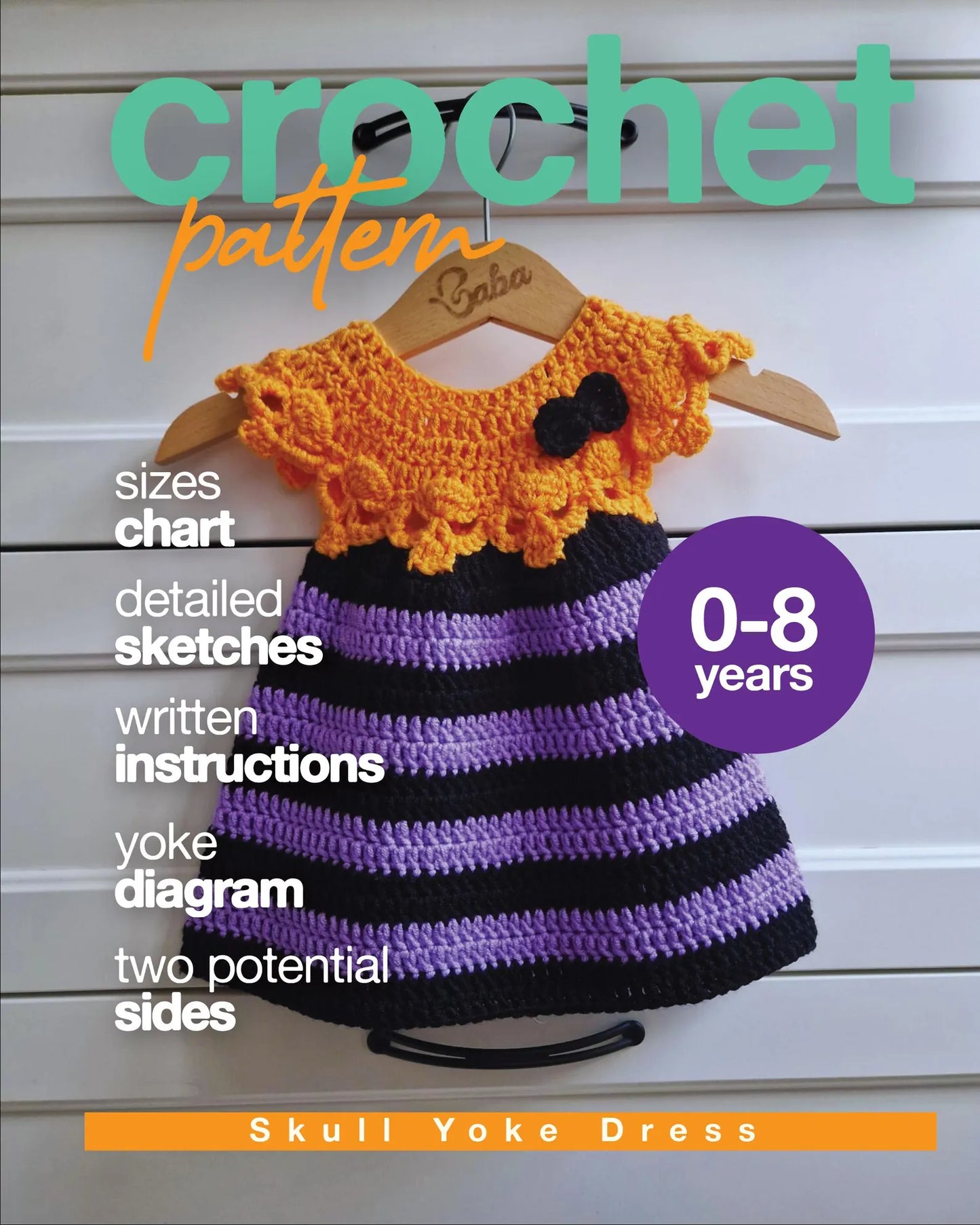 🎃 Spooky-Cute Skull Dress Crochet Pattern 🧶 👶 Newborn–8Y