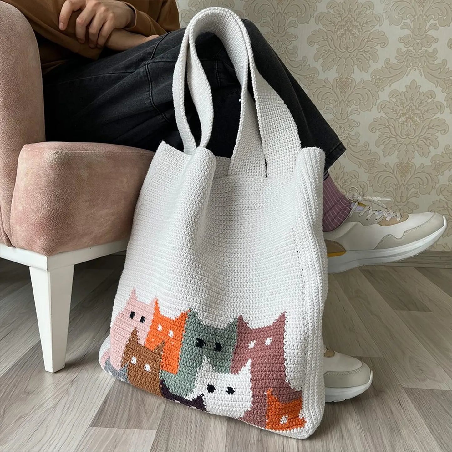 🐱 Crochet Cat Tote Bag Pattern – Cute & Colorful PDF