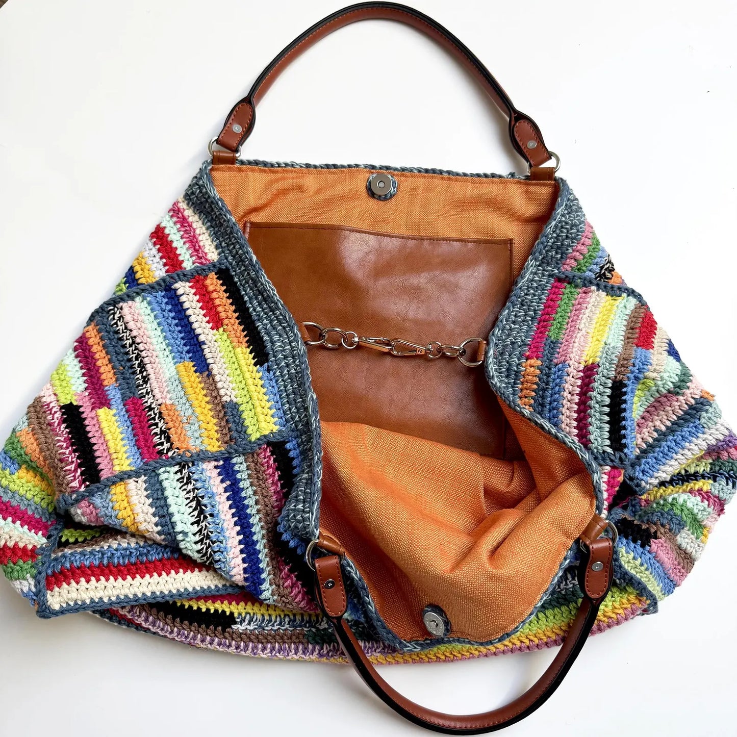 ๐ Scrap Yarn Bag Pattern โ Colorful & Fun! ๐งถ