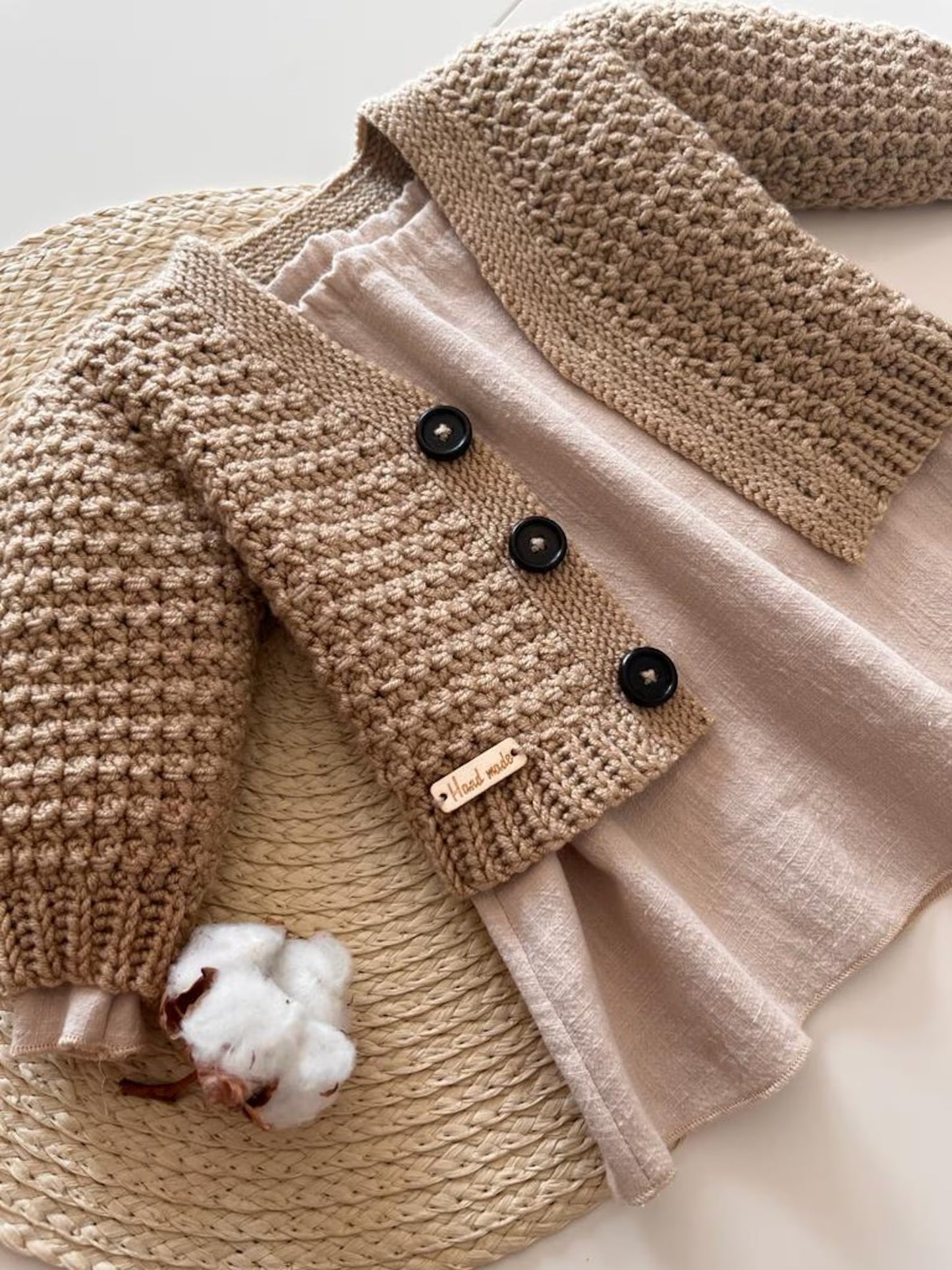 🧸 Explorer Baby Cardigan – Cozy Textured Crochet Pattern (Newborn–8Y)