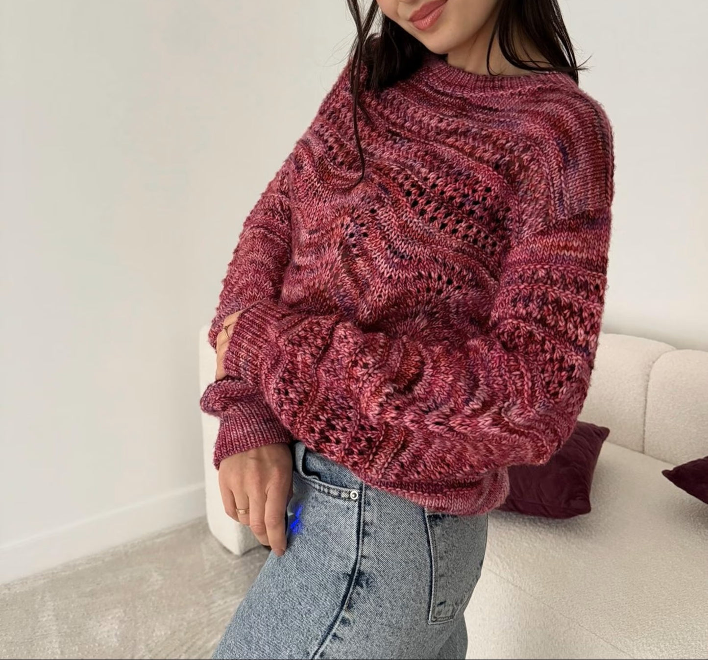 Lace Sweater Knitting Pattern PDF