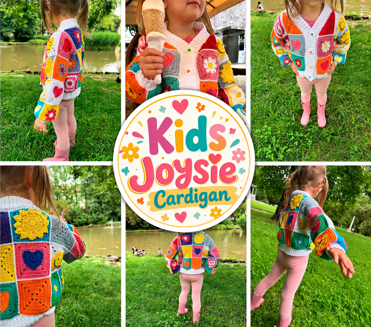 Joysie Kids Cardigan Crochet Pattern PDF (1–8 Years)