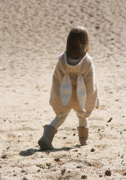 🐇🧶 Hooded Bunny Poncho Crochet Pattern – Kids Cape PDF ✨