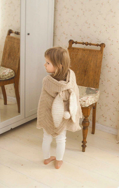🐇🧶 Hooded Bunny Poncho Crochet Pattern – Kids Cape PDF ✨