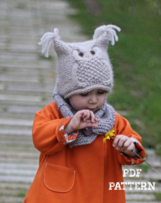 🦉 Owl Knit Hat Pattern – Cozy & Adorable for All Ages (PDF)