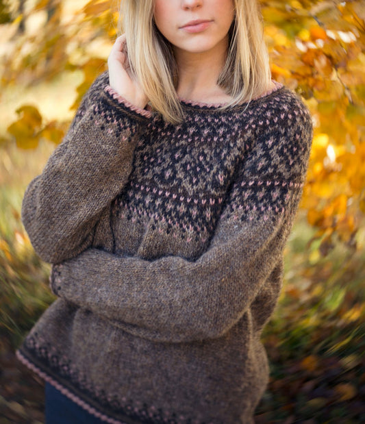 🖤🌹 Black Rose Sweater – Norwegian Knit Pattern PDF