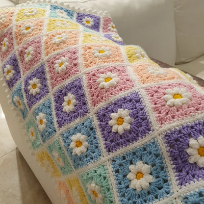 🌼 Daisy Dreams Blanket – Rainbow Granny Squares for Beginners 🌈