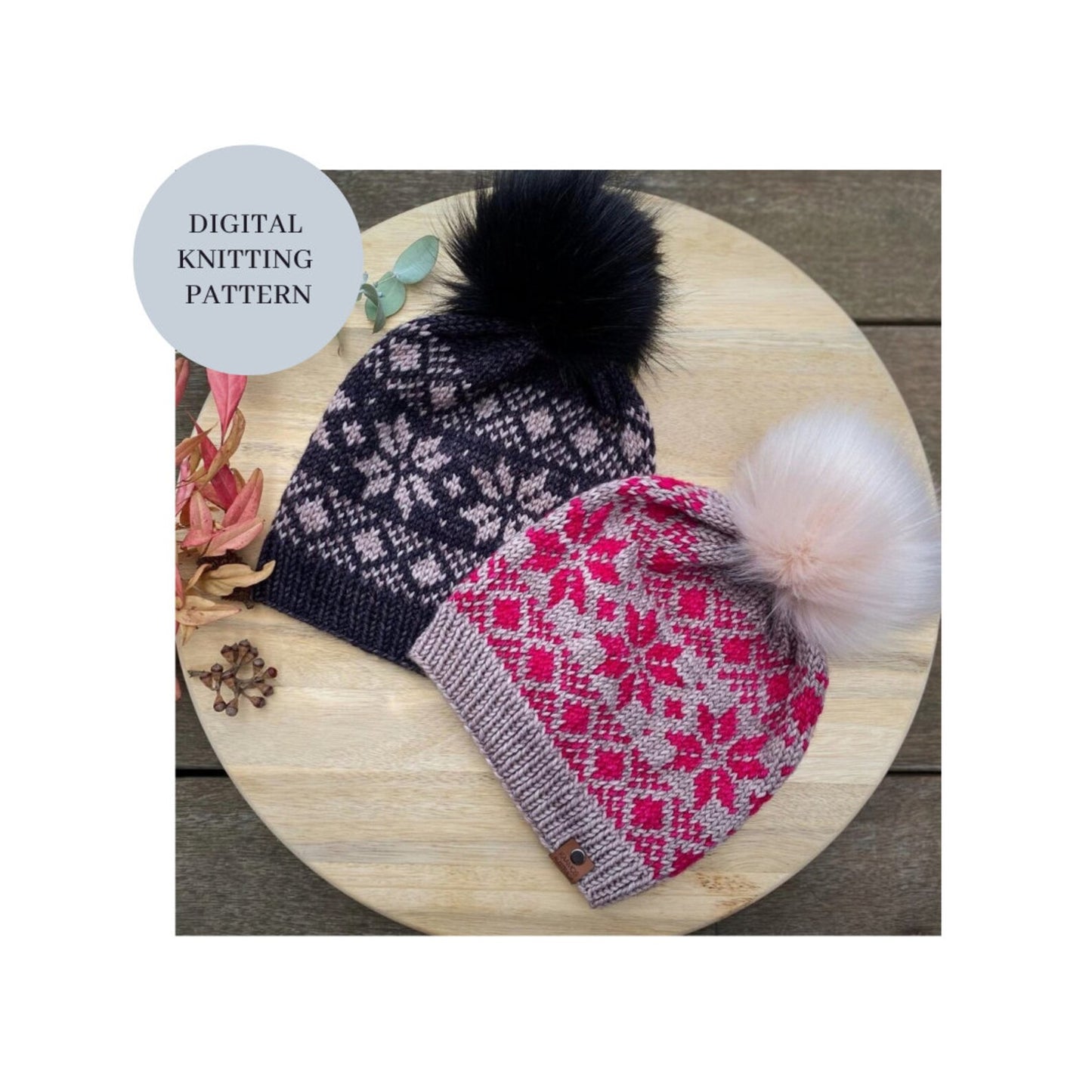 🧶 Snowfall Fair Isle Beanie Knitting Pattern ❄️ Cozy Slouchy Hat (PDF)
