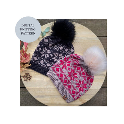 🧶 Snowfall Fair Isle Beanie Knitting Pattern ❄️ Cozy Slouchy Hat (PDF)