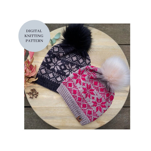 🧶 Snowfall Fair Isle Beanie Knitting Pattern ❄️ Cozy Slouchy Hat (PDF)