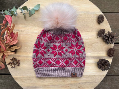 🧶 Snowfall Fair Isle Beanie Knitting Pattern ❄️ Cozy Slouchy Hat (PDF)