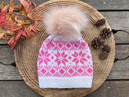 🧶 Snowfall Fair Isle Beanie Knitting Pattern ❄️ Cozy Slouchy Hat (PDF)