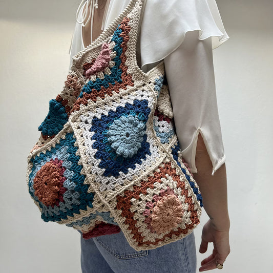 🎨 Granny Diamond Bag – Boho Shoulder Tote Crochet Pattern 👜✨