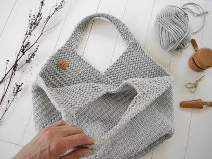 ✨ Knit Tote Bag Pattern – Oversized Style (PDF) 🧶👜