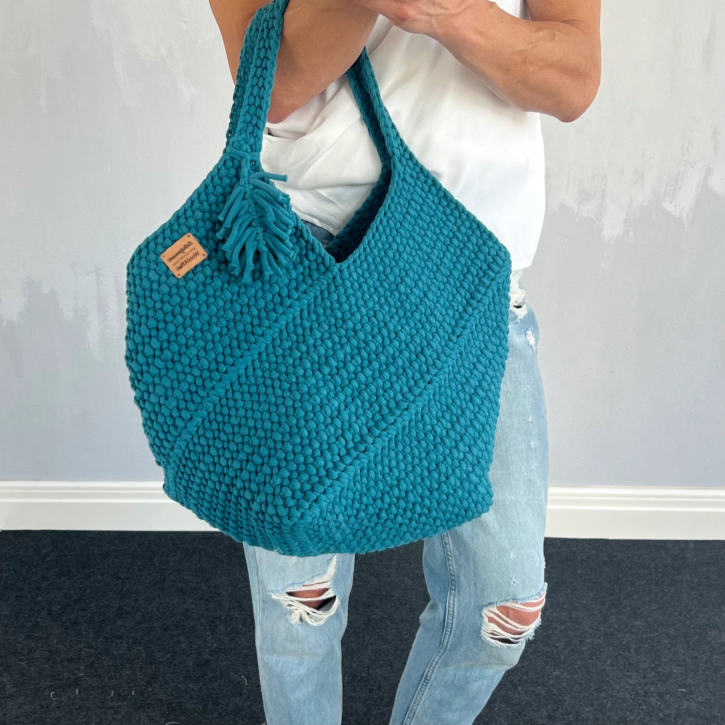 ✨ Knit Tote Bag Pattern – Oversized Style (PDF) 🧶👜