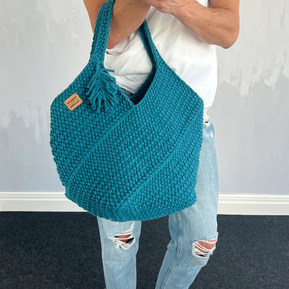 ✨ Knit Tote Bag Pattern – Oversized Style (PDF) 🧶👜