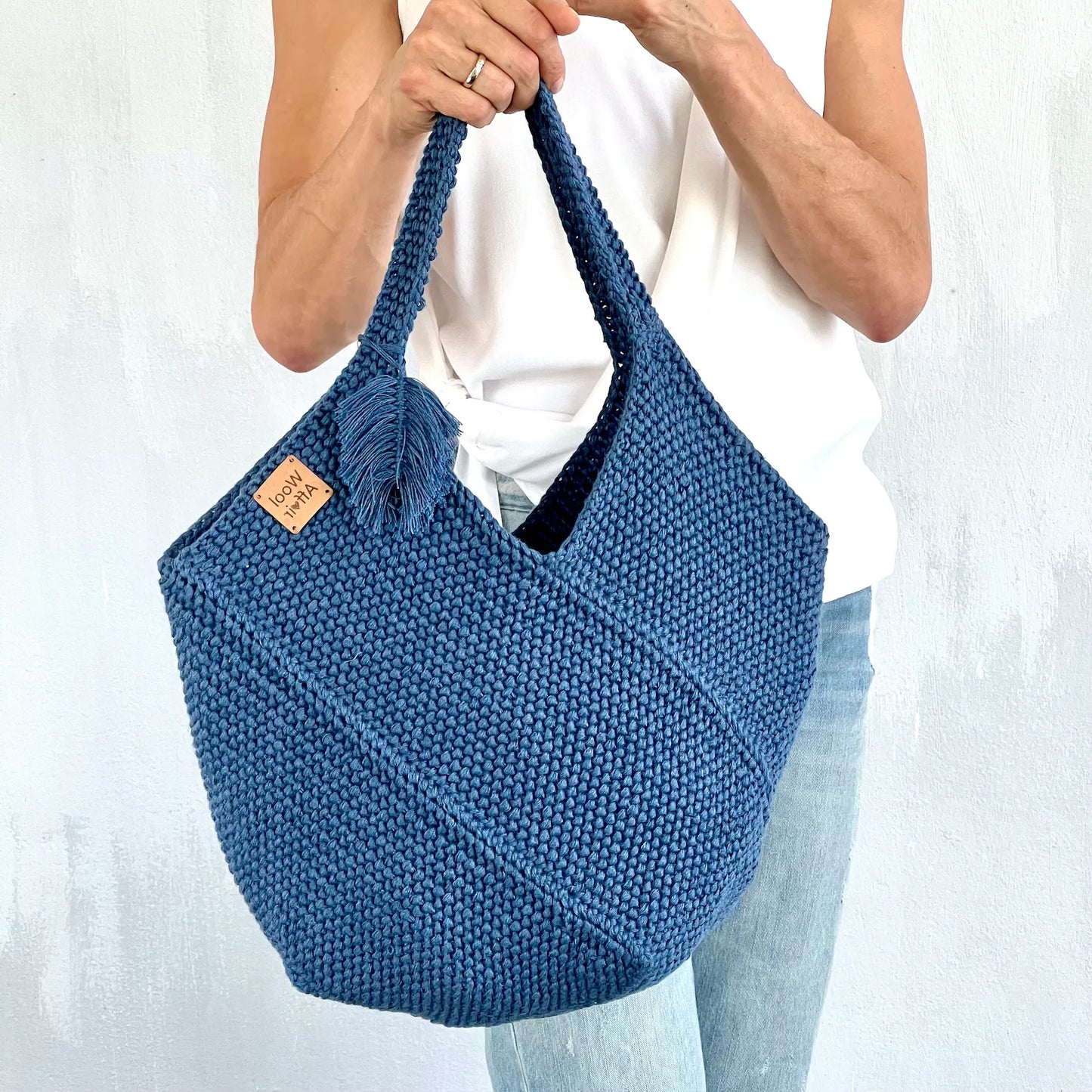 ✨ Knit Tote Bag Pattern – Oversized Style (PDF) 🧶👜