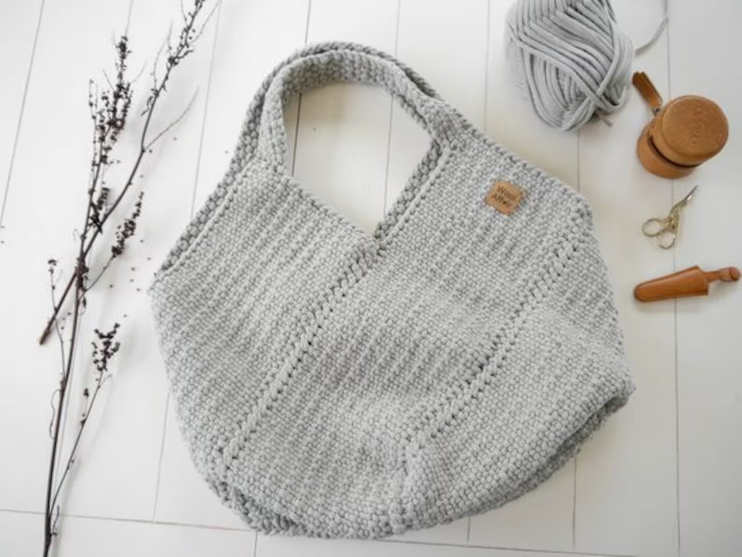 ✨ Knit Tote Bag Pattern – Oversized Style (PDF) 🧶👜