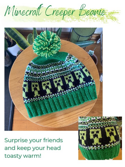 👾 Creeper Beanie Pattern – Quick & Easy Knit Hat (Kids & Adults)