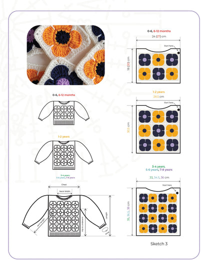 🌼 Granny Bloom Sweater – Floral Baby & Kids Crochet Pattern (0–8Y)