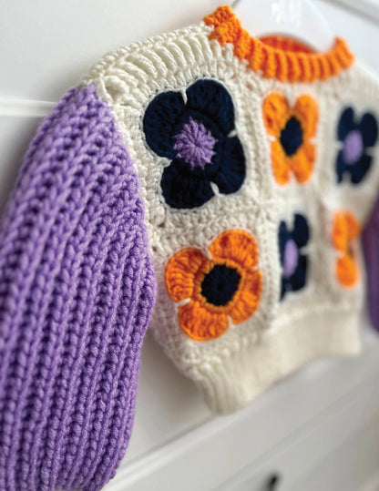 🌼 Granny Bloom Sweater – Floral Baby & Kids Crochet Pattern (0–8Y)