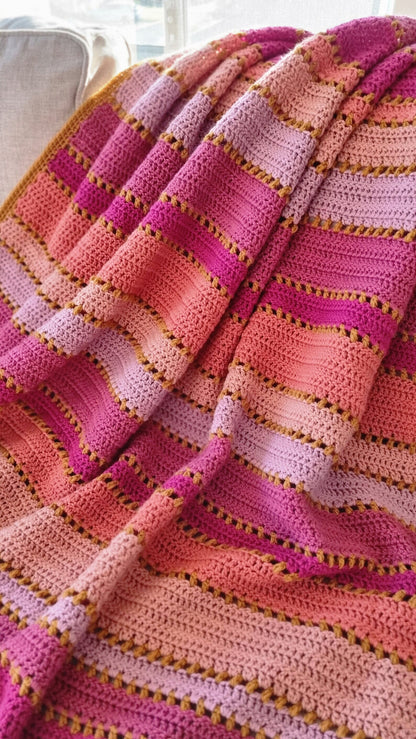 🧶 Turkish Delight Blanket – Easy Tassel Pattern for Beginners 🍬