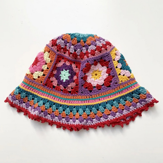 🌸 Granny Square Bucket Hat – Bold, Bright & Boho! 🎨