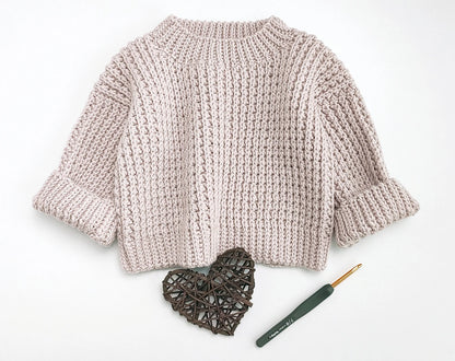 🧸 Baby Ribbed Crochet Sweater – Cozy & Modern (0–8 Years, Easy Pattern)