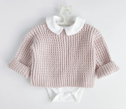 🧸 Baby Ribbed Crochet Sweater – Cozy & Modern (0–8 Years, Easy Pattern)