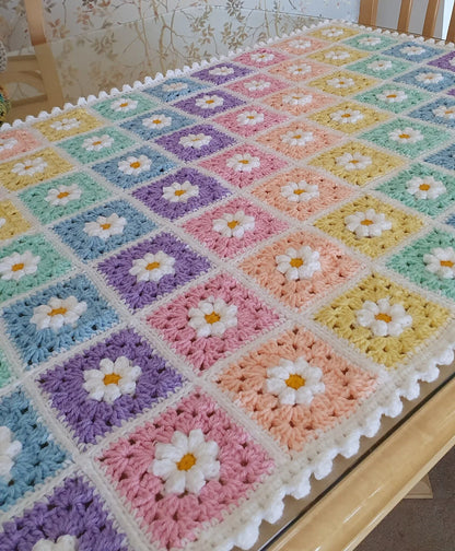 🌼 Daisy Dreams Blanket – Rainbow Granny Squares for Beginners 🌈