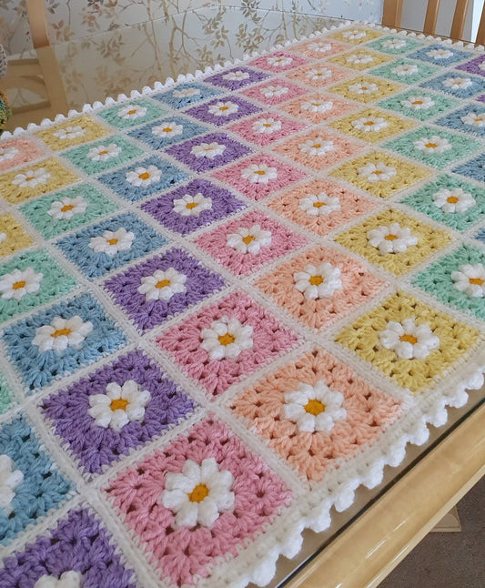 🌼 Daisy Dreams Blanket – Rainbow Granny Squares for Beginners 🌈