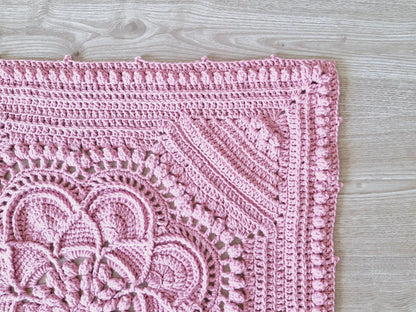 🌸 Delilah Crochet Blanket Pattern – Elegant Floral Afghan 🧶