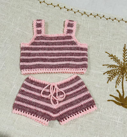 🌸Rainbow Breeze Crochet Set – Top & Shorts (0–7Y)