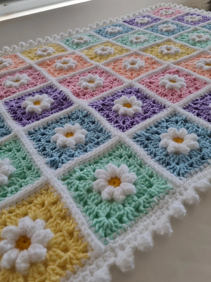 🌼 Daisy Dreams Blanket – Rainbow Granny Squares for Beginners 🌈