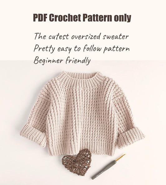 🧸 Baby Ribbed Crochet Sweater – Cozy & Modern (0–8 Years, Easy Pattern)