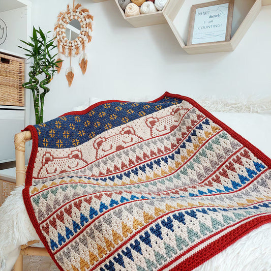 🧸✨ Sleep Tight Little Bear – Mosaic Baby Blanket Pattern