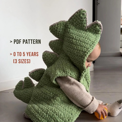 🦖 Kids Dinosaur Crochet Vest – PDF Pattern