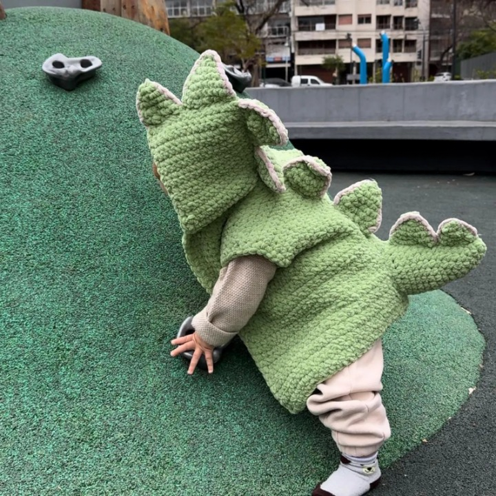 🦖 Kids Dinosaur Crochet Vest – PDF Pattern