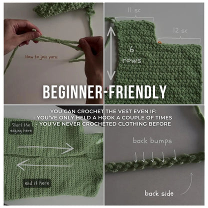 🦖 Kids Dinosaur Crochet Vest – PDF Pattern
