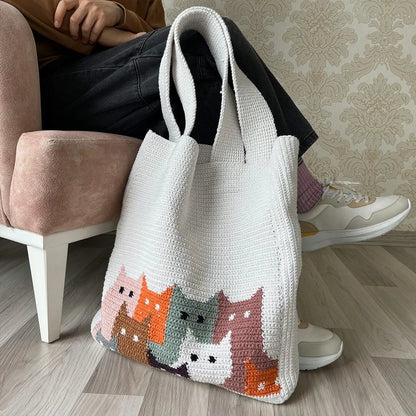 🐱 Crochet Cat Tote Bag Pattern – Cute & Colorful PDF