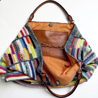 🌈 Scrap Yarn Bag Pattern – Colorful & Fun! 🧶