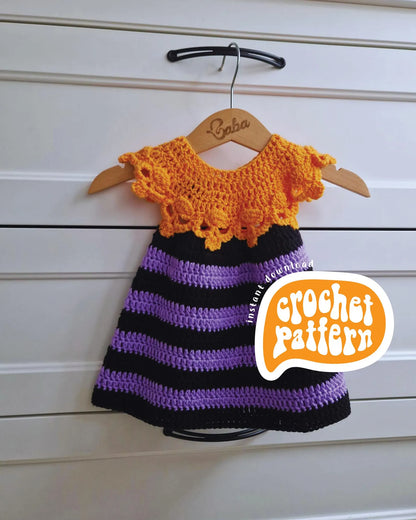 🎃 Spooky-Cute Skull Dress Crochet Pattern 🧶 👶 Newborn–8Y