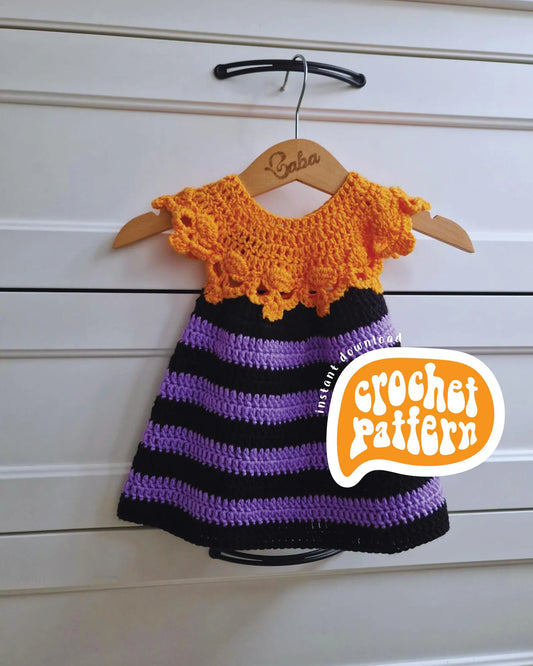 🎃 Spooky-Cute Skull Dress Crochet Pattern 🧶 👶 Newborn–8Y