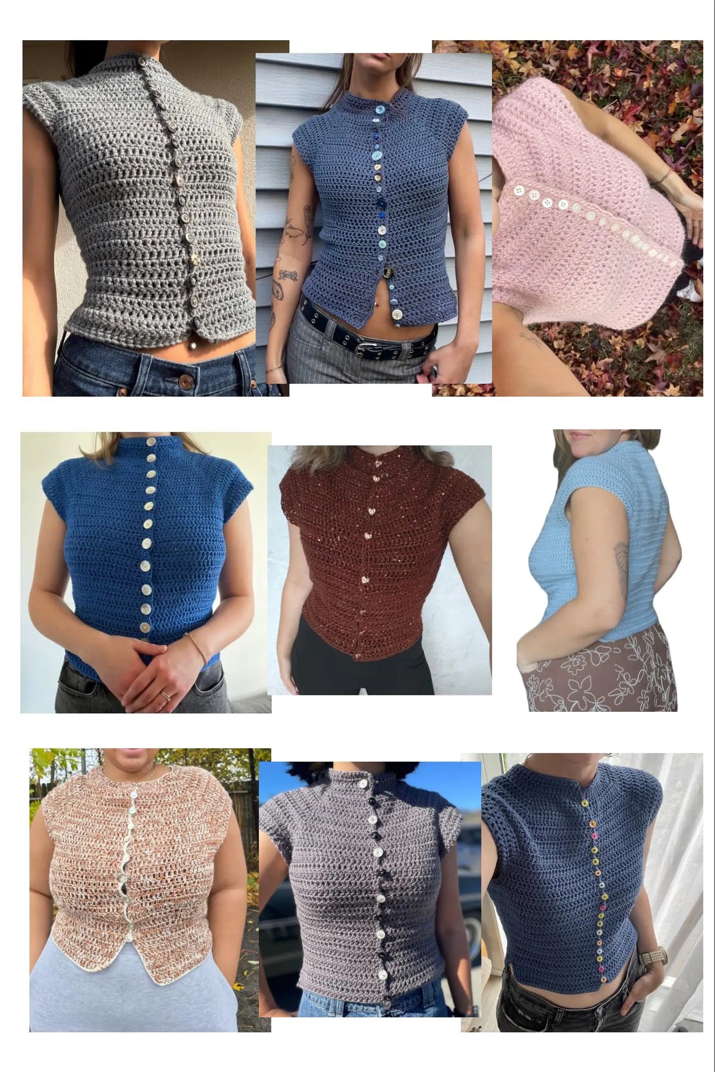 🤍 Button Up Crochet Top Pattern PDF